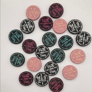 Faith Over Fear Round Buttons - Pink, Black, Teal
